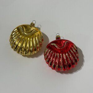 Vintage Mercury Glass Shell Christmas Ornaments (2)